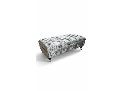 Chesterfield Textil Hocker XXL Grande Reposapiés Banco de lujo en tela