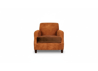 Sillón diseñado de 1 plaza de cuero y tela Tapizado de lujo Chesterfield Marrón claro