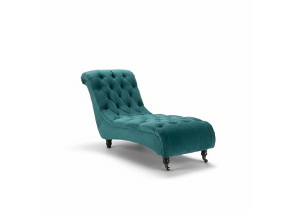 Sofá chaise longue Chesterfield de terciopelo, diseño de club, con tapizado de tela.