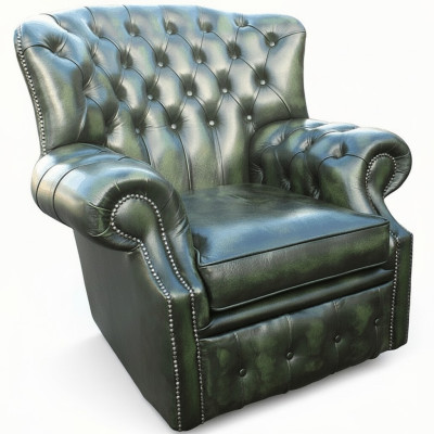 Chesterfield Butaca de Terciopelo de una plaza, Diseño de Cuero, Tela para TV y cojines nuevos.