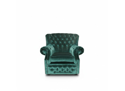 Chesterfield Terciopelo Verde Butaca de Orejas de 1 Plaza Sofá Sillón Sofá Sillón de TV Nuevo
