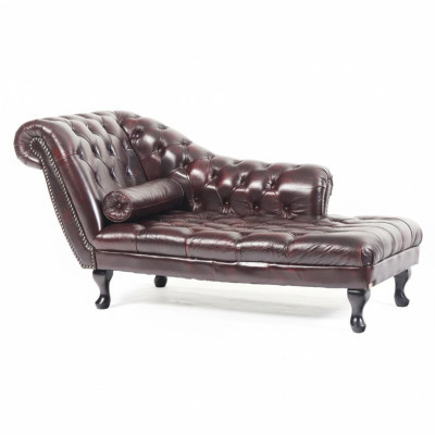 Chesterfield Rojo Chaise Lounge Diseño Cama de Cuero Sofá Chaiselongues Nuevo