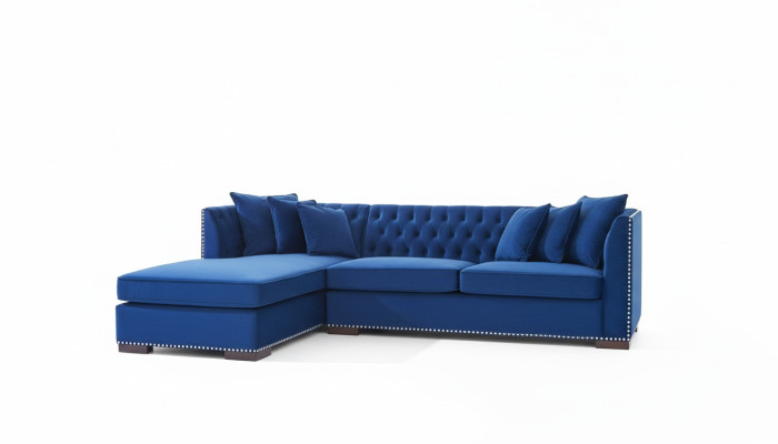 Chesterfield Sofá esquinero Sofá conjunto de sofás de diseño azul Textil Piezas de tela Sofás
