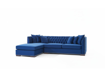 Chesterfield Sofá esquinero Sofá conjunto de sofás de diseño azul Textil Piezas de tela Sofás