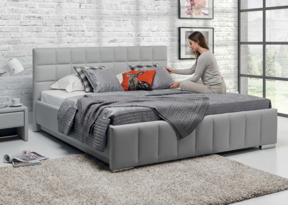Cama doble de lujo de alta calidad con diseño acolchado de cuero para hoteles de matrimonio.