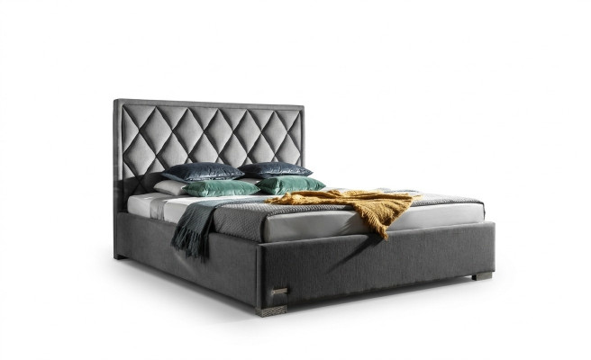 Cama de diseñador, ropa de cama, cuero, hotel de lujo, tapizado, tela.