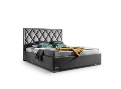 Cama de diseñador, ropa de cama, cuero, hotel de lujo, tapizado, tela.