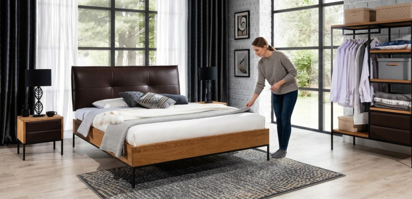 Cama Madera Loft Diseñador Camas Tapiz Cuero Textil Tela Hote 140 160 180 x 200