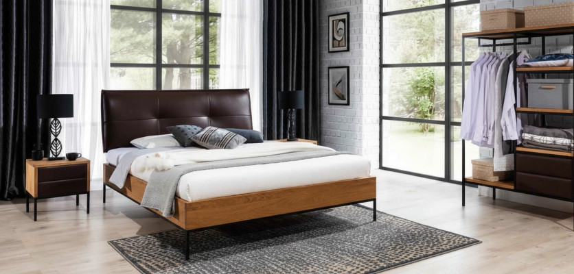 Cama Madera Loft Diseñador Camas Tapiz Cuero Textil Tela Hote 140 160 180 x 200