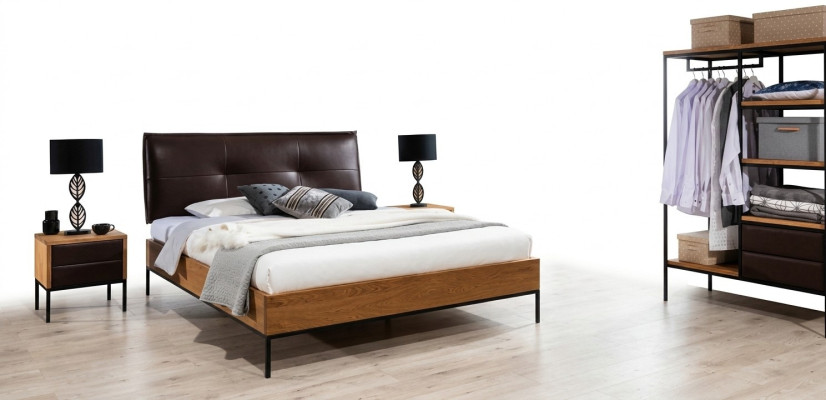 Cama Madera Loft Diseñador Camas Tapiz Cuero Textil Tela Hote 140 160 180 x 200