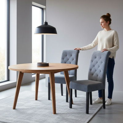 Sofá Chesterfield azul con 8 sillas, sillas de diseño, muebles modernos de asiento