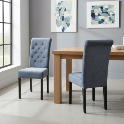 Sofá Chesterfield azul con 8 sillas, sillas de diseño, muebles modernos de asiento