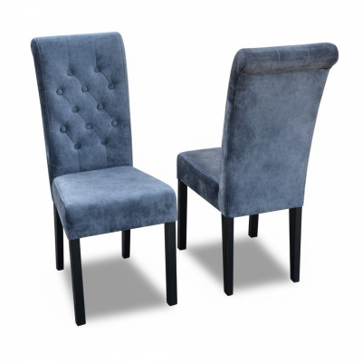 4x conjunto de sillas Chesterfield. Tapizado de asiento de comedor, sillas de respaldo de cuero.