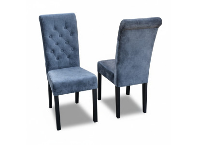 4x conjunto de sillas Chesterfield. Tapizado de asiento de comedor, sillas de respaldo de cuero.