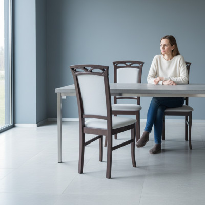 4x Set de sillas de diseñador para comedor con respaldo acolchado, asiento completo