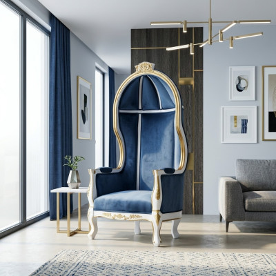 Trono Sillón Real Tapizado Chesterfield De terciopelo 1 plaza Estilo antiguo Sillas