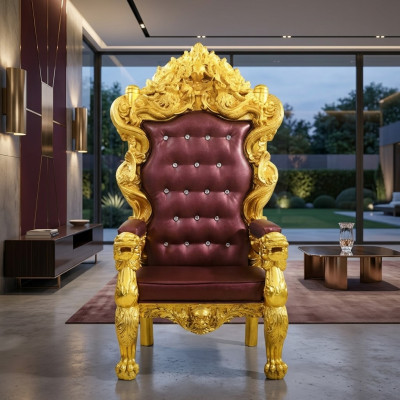 Trono Silla Real Chesterfield de terciopelo 1 plaza de estilo antiguo sillón