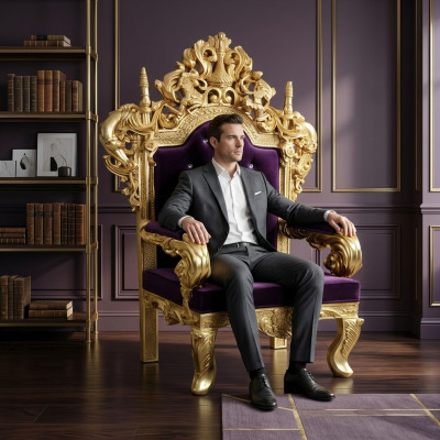 Chesterfield trono silla real de terciopelo tapizado estilo antiguo para 1 persona.