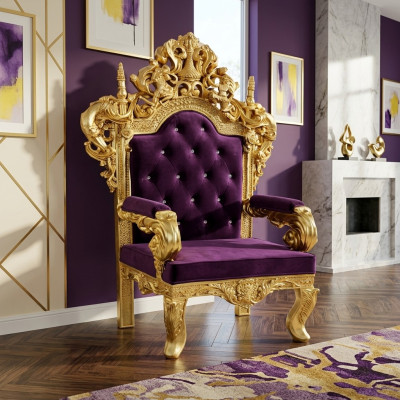 Chesterfield trono silla real de terciopelo tapizado estilo antiguo para 1 persona.