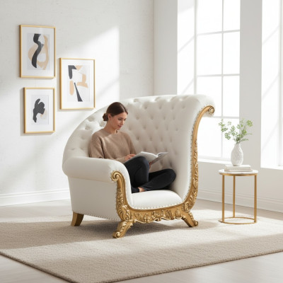 Trono Sillón Real Sillones tapizados Chesterfield de terciopelo estilo antiguo de 1 plaza