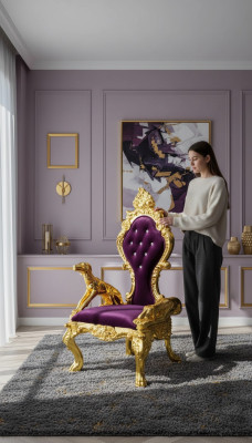 Trono Silla Sillas Real Tapizado Chesterfield Terciopelo 1 Plaza Estilo Antiguo