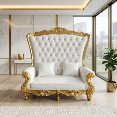Trono sofá realeza Chesterfield terciopelo antiguo estilo dos plazas