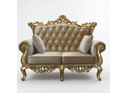 Sofá trono Chesterfield de dos plazas, tapicería real de terciopelo, estilo antiguo.