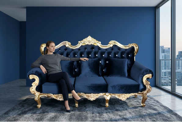 Sofá trono Real tapizado Chesterfield de terciopelo estilo antiguo de 3 plazas completamente nuevo.