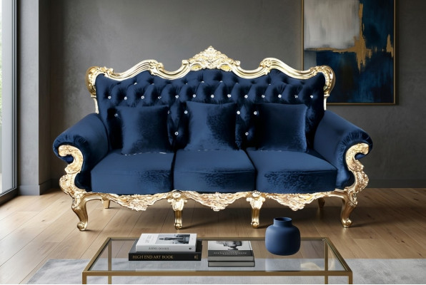Sofá trono Real tapizado Chesterfield de terciopelo estilo antiguo de 3 plazas completamente nuevo.