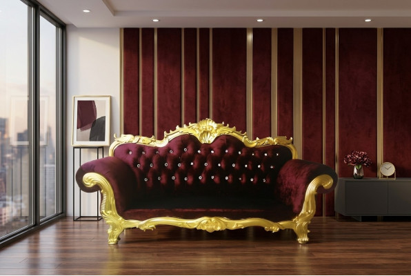 Sofá de trono Chesterfield real tapizado en terciopelo de 3 plazas de estilo antiguo, nuevo.