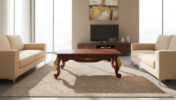 Barroco Rococó Mesa de centro de madera de categoría extra para sofá o sillón