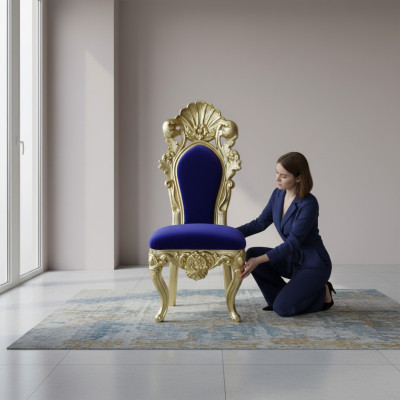 Silla Trono Sillón Comedor Diseñador Madera Estilo Antiguo Barroco Rococó Sillas
