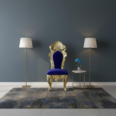 Silla Trono Sillón Comedor Diseñador Madera Estilo Antiguo Barroco Rococó Sillas