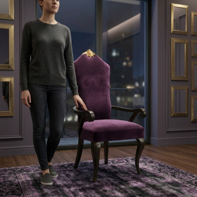Silla sillas trono sillón juego comedor diseñador madera antiguo estilo barroco