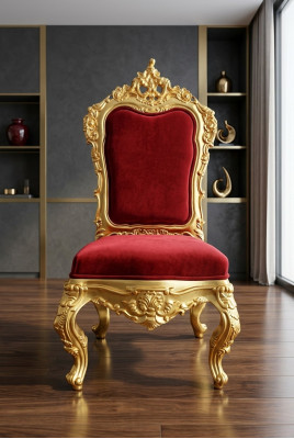 Silla Trono Sillón Set Comedor Diseñador Madera Estilo Antiguo Rococó Barroco