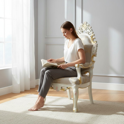 Silla trono sillón juego comedor madera diseñador estilo antiguo barroco rococó.