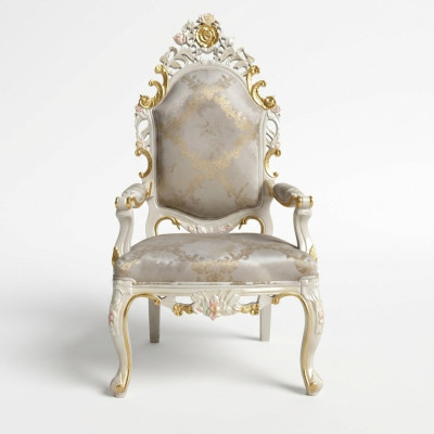 Silla trono sillón juego comedor madera diseñador estilo antiguo barroco rococó.