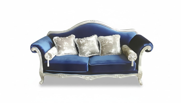 Sofá trono biplaza acolchado real de dos plazas de terciopelo estilo antiguo Chesterfield.