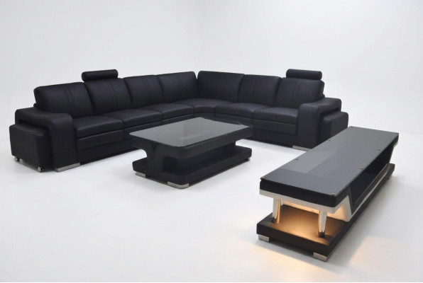 Sofá de cuero en forma de L para salón, diseño de conjunto de esquina A1109B.
