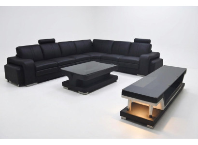Sofá de cuero en forma de L para salón, diseño de conjunto de esquina A1109B.