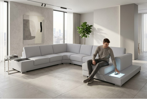 Sofá de cuero Sofá Salón Sofá de esquina Conjunto de diseño de sala de estar Sofá moderno en forma de U A1110
