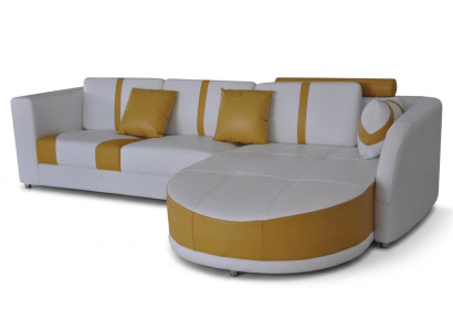 Sofá esquinero de cuero tapizado de diseño moderno para la sala de estar.