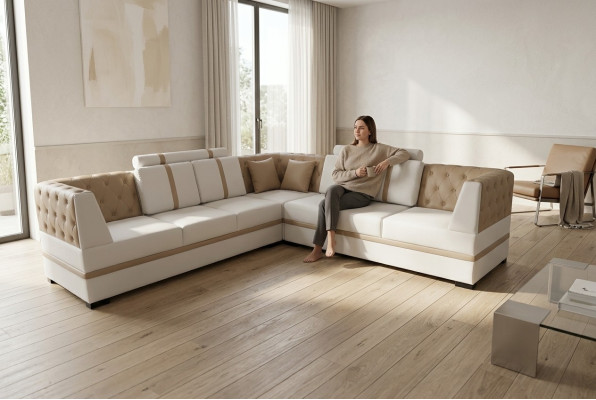 Sofá de cuero Sofá Conjunto de esquina de diseño moderno A1128