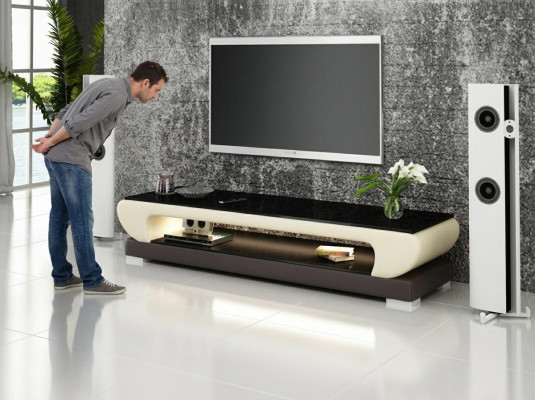 RTV Mueble de TV Cuero Mesa de diseño Mesa de vidrio Armario de televisión Nuevo Moderno