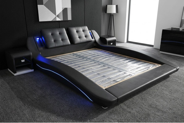 Lujo Cuero Diseño Camas Dobles Modernas Cama Matrimonial Exclusiva 180x200 cm