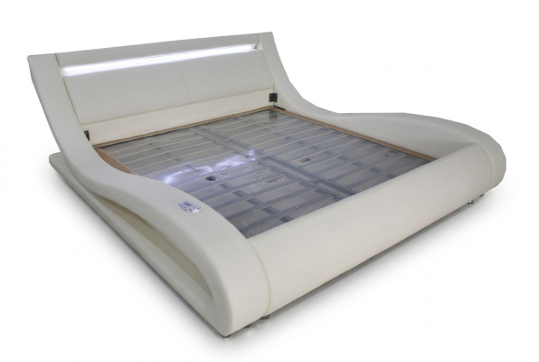 Lujo Cama de matrimonio iluminada de diseño de cuero de alta calidad.