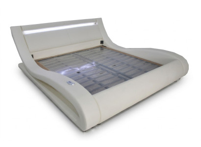 Lujo Cama de matrimonio iluminada de diseño de cuero de alta calidad.