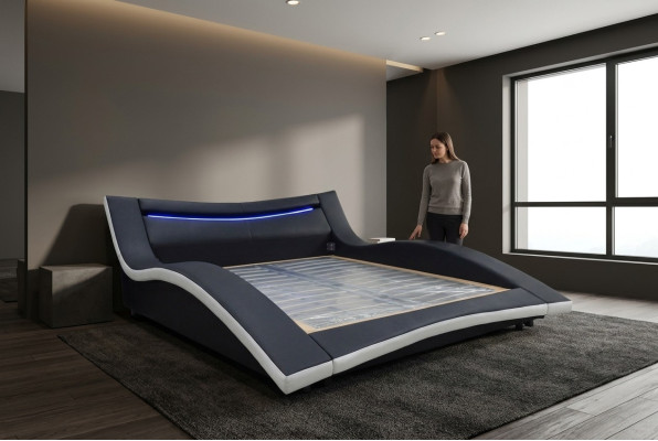Diseño de lujo Cama doble de hotel de cuero tapizado Ehe Estructura de cama moderna nueva