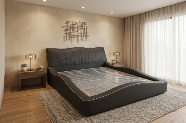 Diseño de lujo Cuero Acolchado Marco de Cama de Hotel Modernas Camas Tapizadas