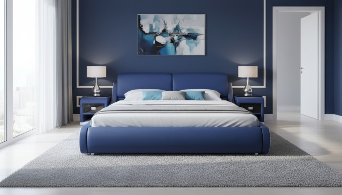 Doble cama de cuero de diseño de lujo, camas de hotel tapizadas multifuncionales modernas.